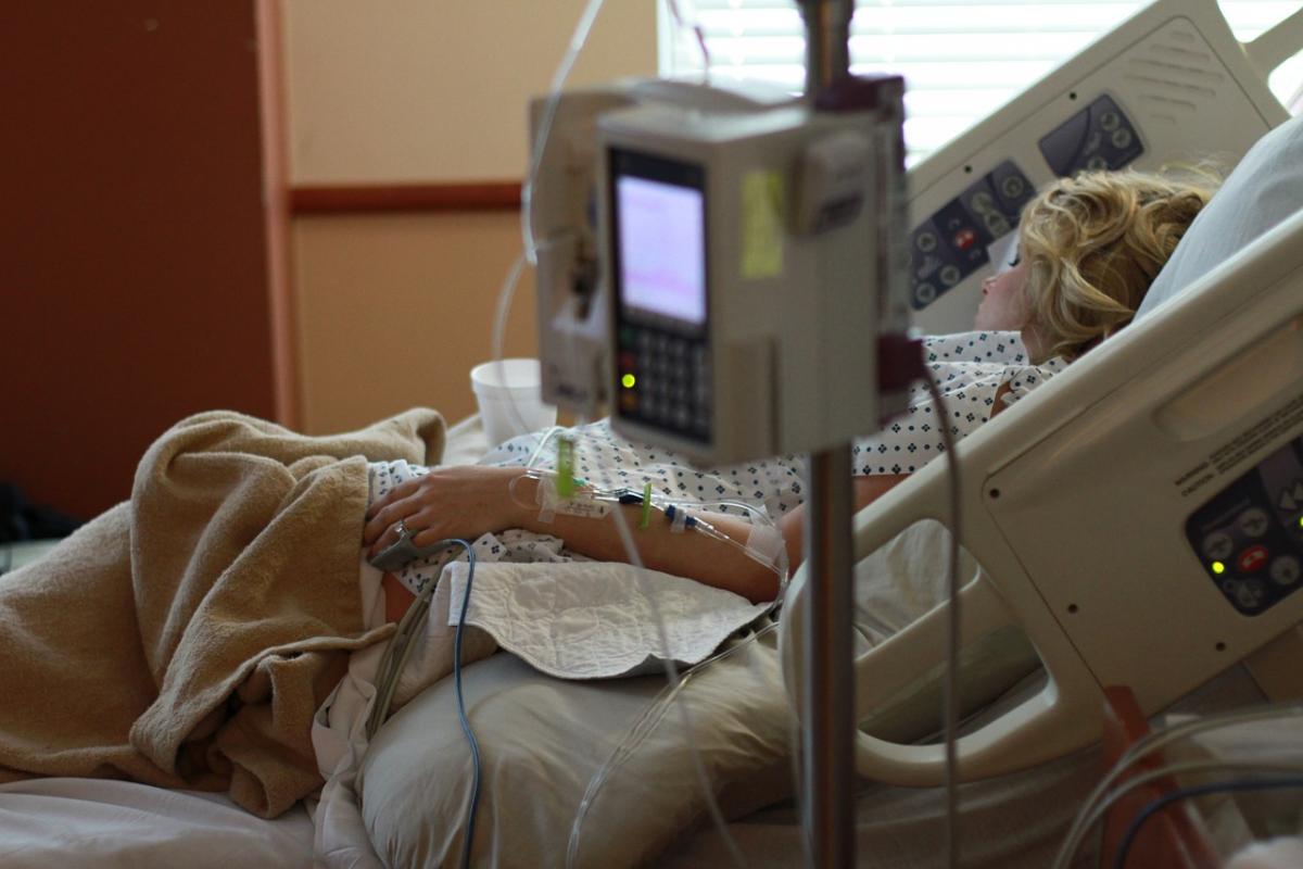 Patient in hospital bed