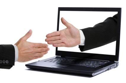 Handshake through computer screen