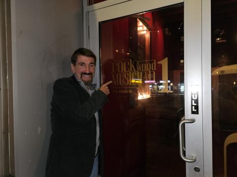 Bruce Wawrzyniak at the front door of Rockwood Music Hall