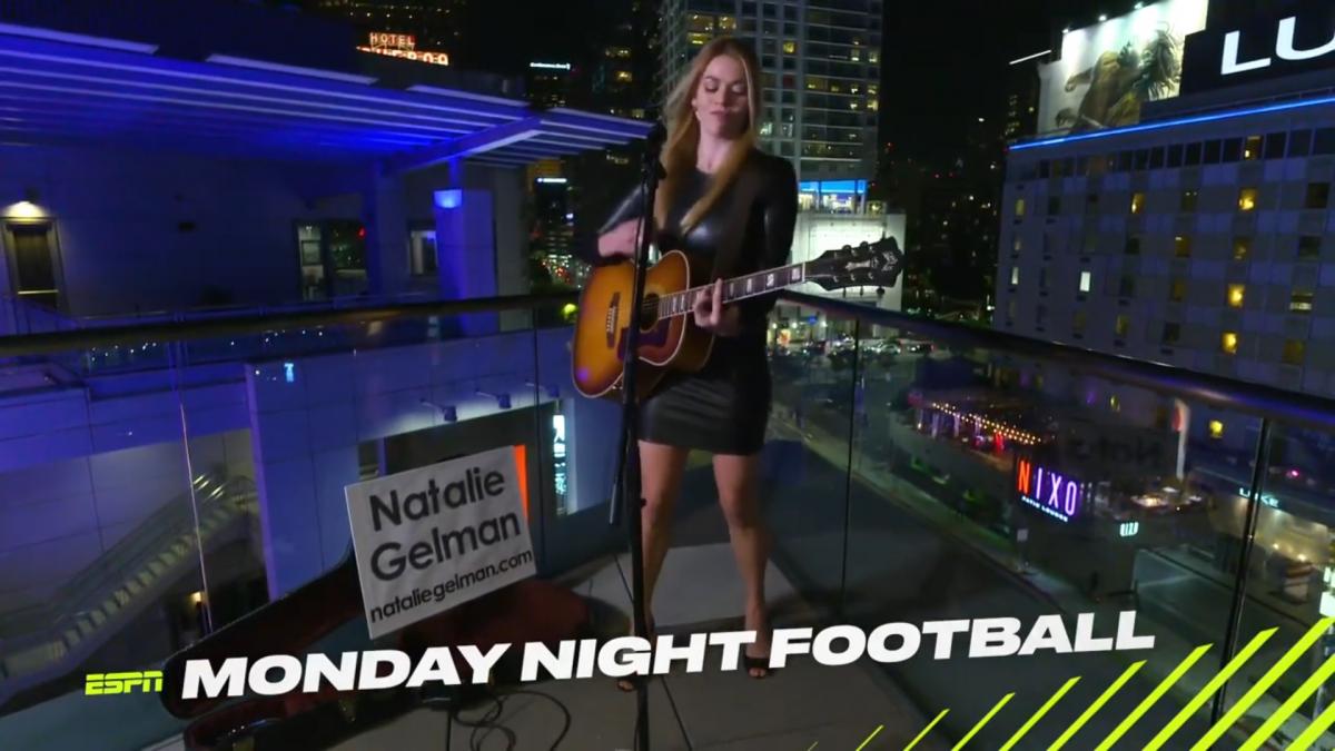 Natalie Gelman taping for MNF