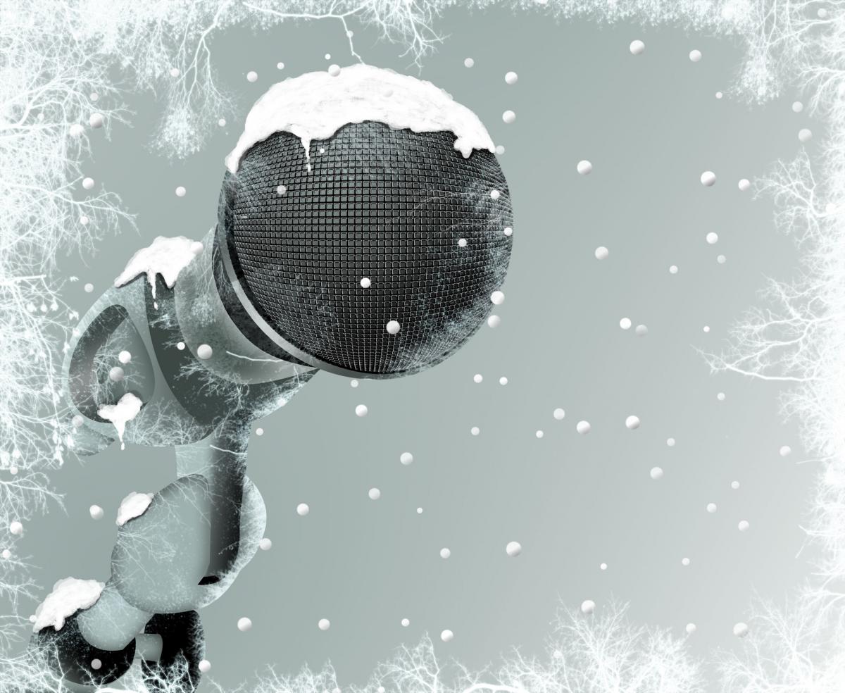 Snow covered microphone