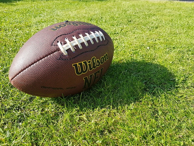 Football laying on grass