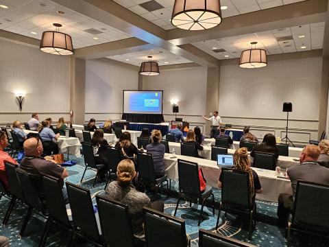 Bruce Wawrzyniak at an event last week speaking about podcasting