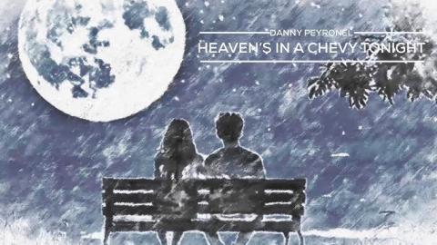 Song artwork shows silhouette of two people on a bench against the night sky