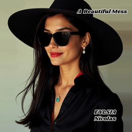 Artist photo - wearing sunglasses and wide rimmed black hat - as cover art for single